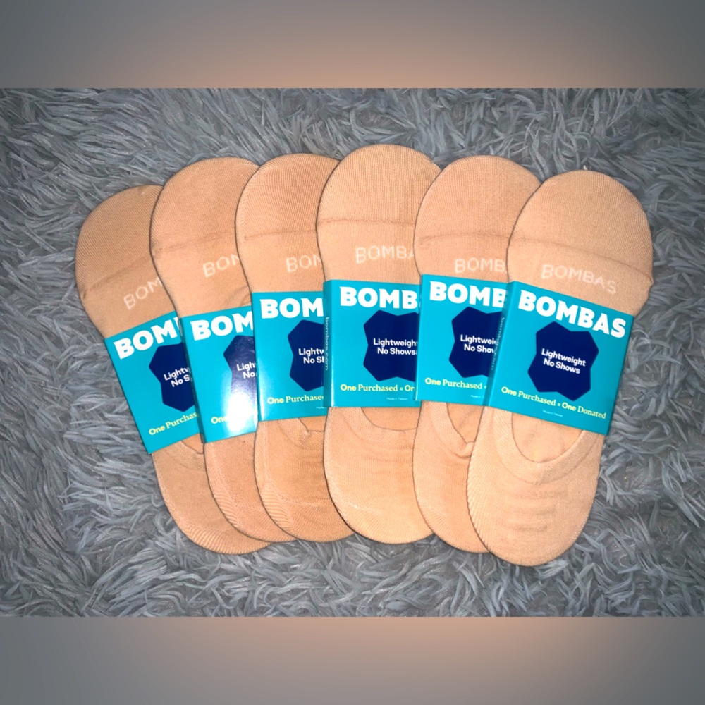 6 Pair of unisex NO Show Bombas Socks